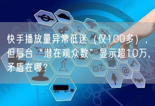 快手播放量异常低迷（仅100多），但后台“潜在观众数”显示超